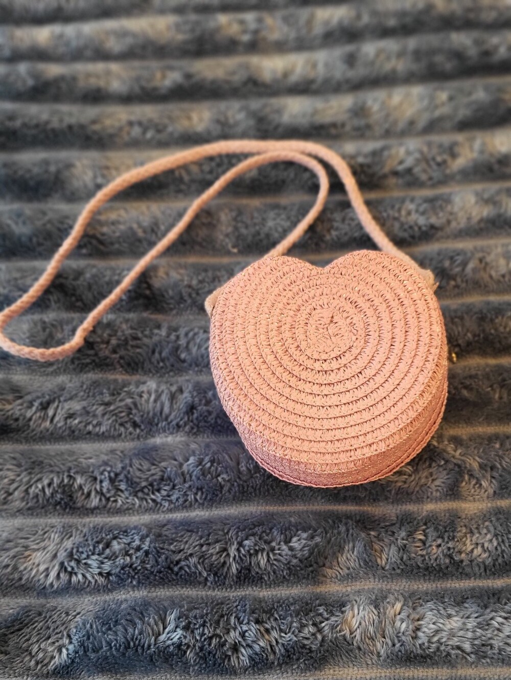 GIRLS Woven Round Pink Crossbody Bag -